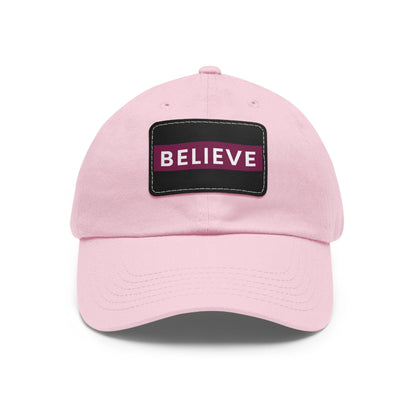 Believe Baseball Hat with Leather Patch Cap   
