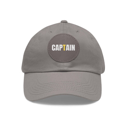 Captain Baseball Hat with Leather Patch Cap Grey / Grey patch Circle One size