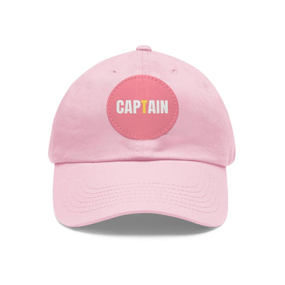 Captain Baseball Hat with Leather Patch Cap Light Pink / Pink patch Circle One size