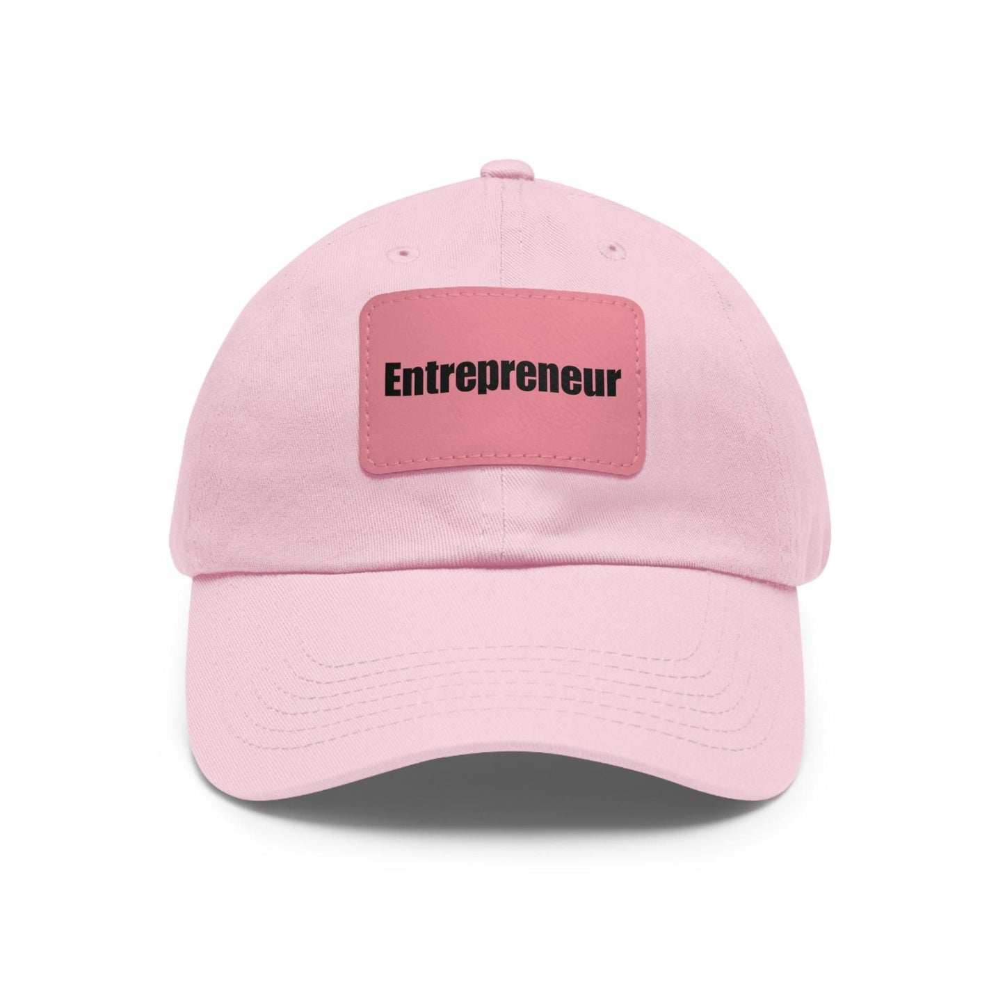 Entrepreneur Baseball Hat with Leather Patch Cap Light Pink / Pink patch Rectangle One size
