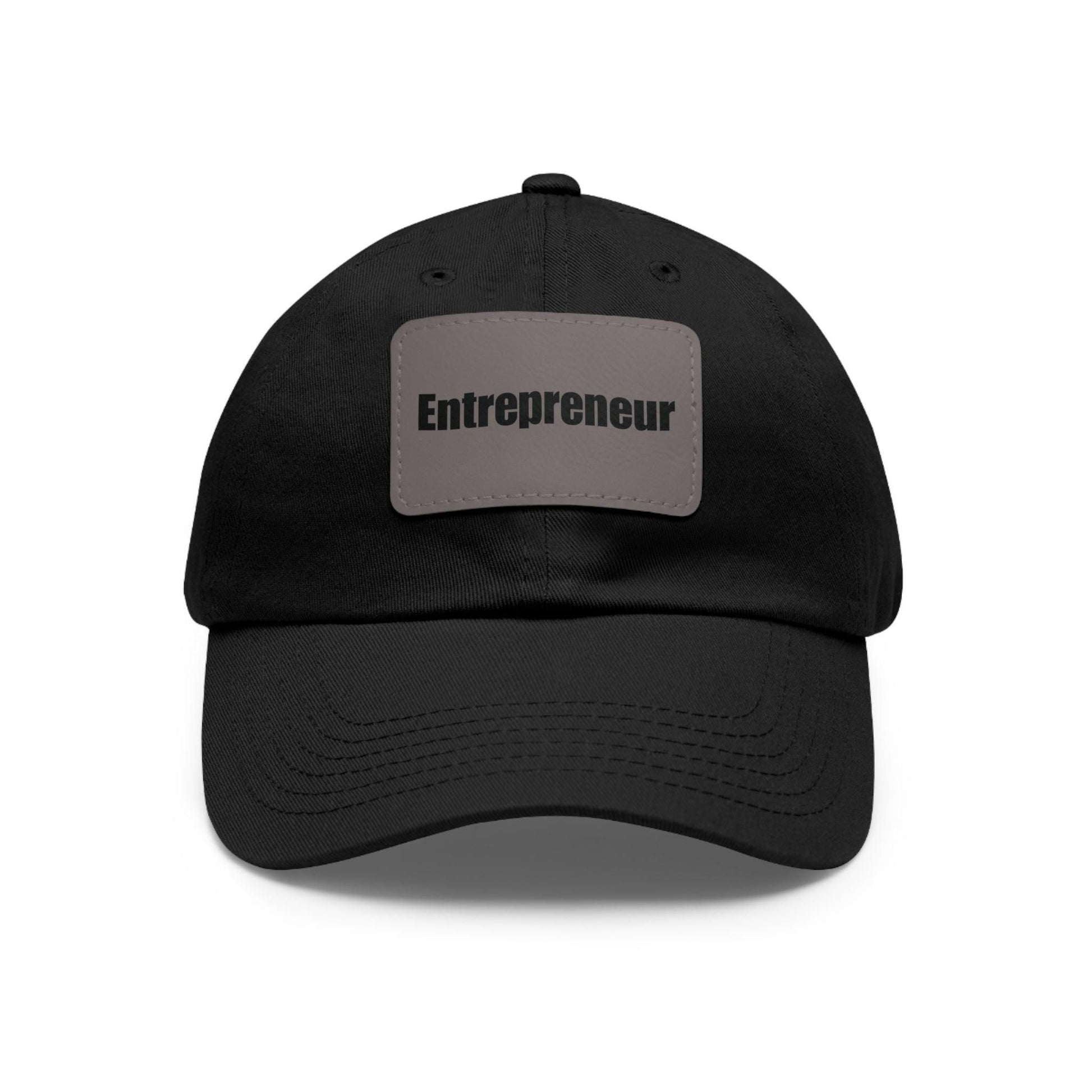 Entrepreneur Baseball Hat with Leather Patch Cap Black / Grey patch Rectangle One size