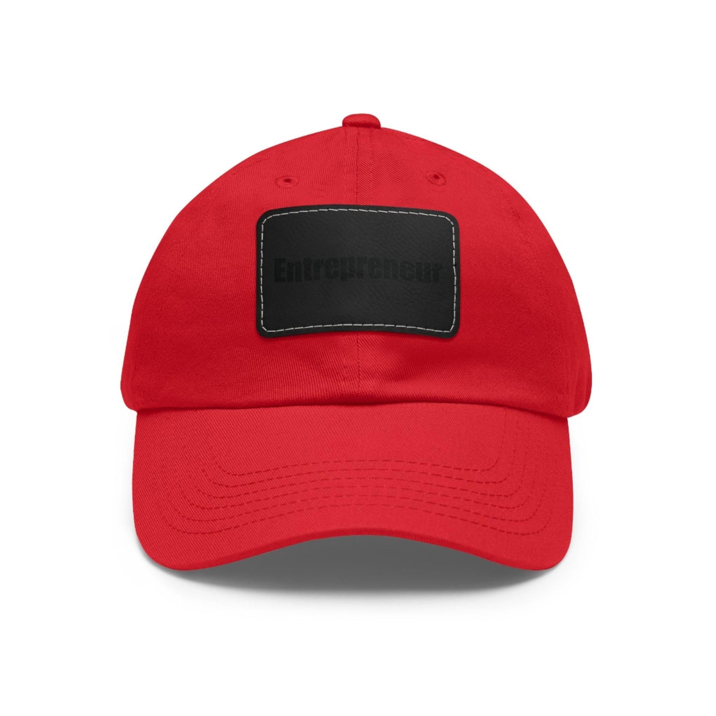 Entrepreneur Baseball Hat with Leather Patch Cap Red / Black patch Rectangle One size
