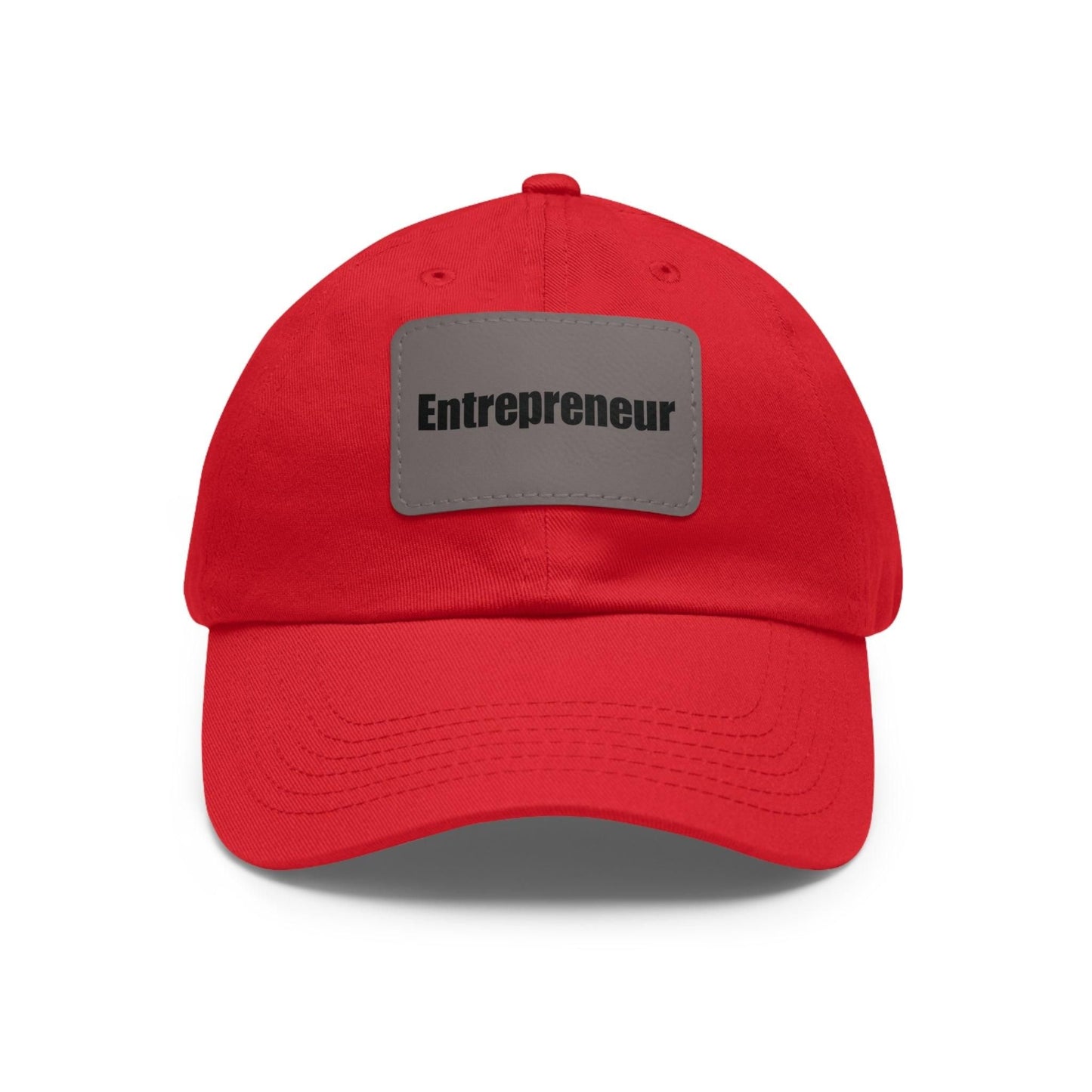 Entrepreneur Baseball Hat with Leather Patch Cap Red / Grey patch Rectangle One size