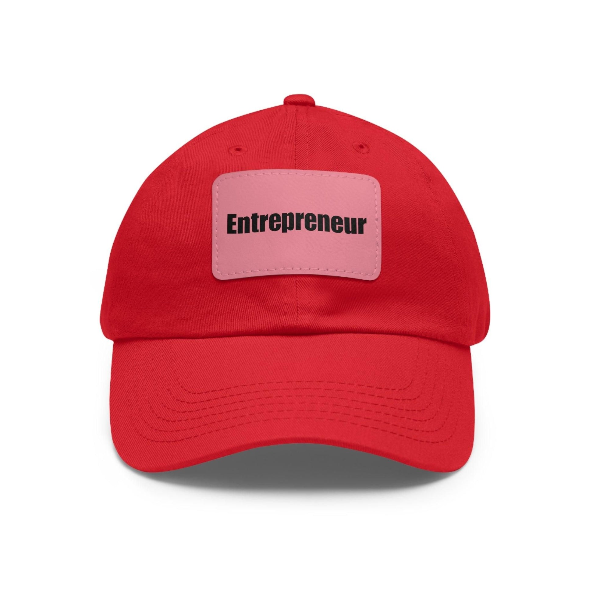 Entrepreneur Baseball Hat with Leather Patch Cap Red / Pink patch Rectangle One size