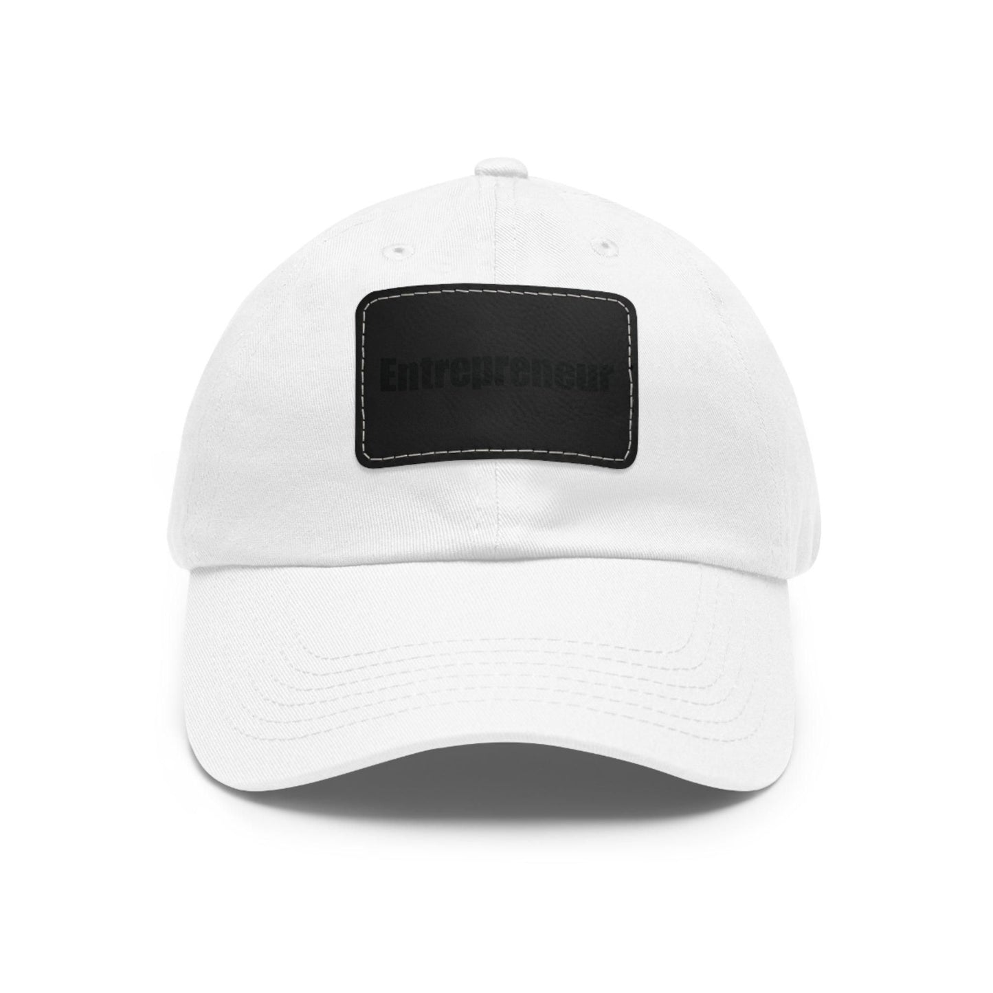 Entrepreneur Baseball Hat with Leather Patch Cap White / Black patch Rectangle One size