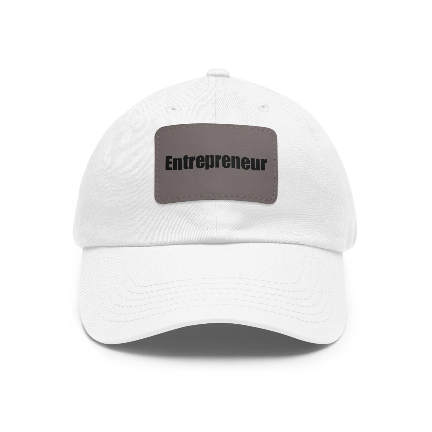 Entrepreneur Baseball Hat with Leather Patch Cap White / Grey patch Rectangle One size