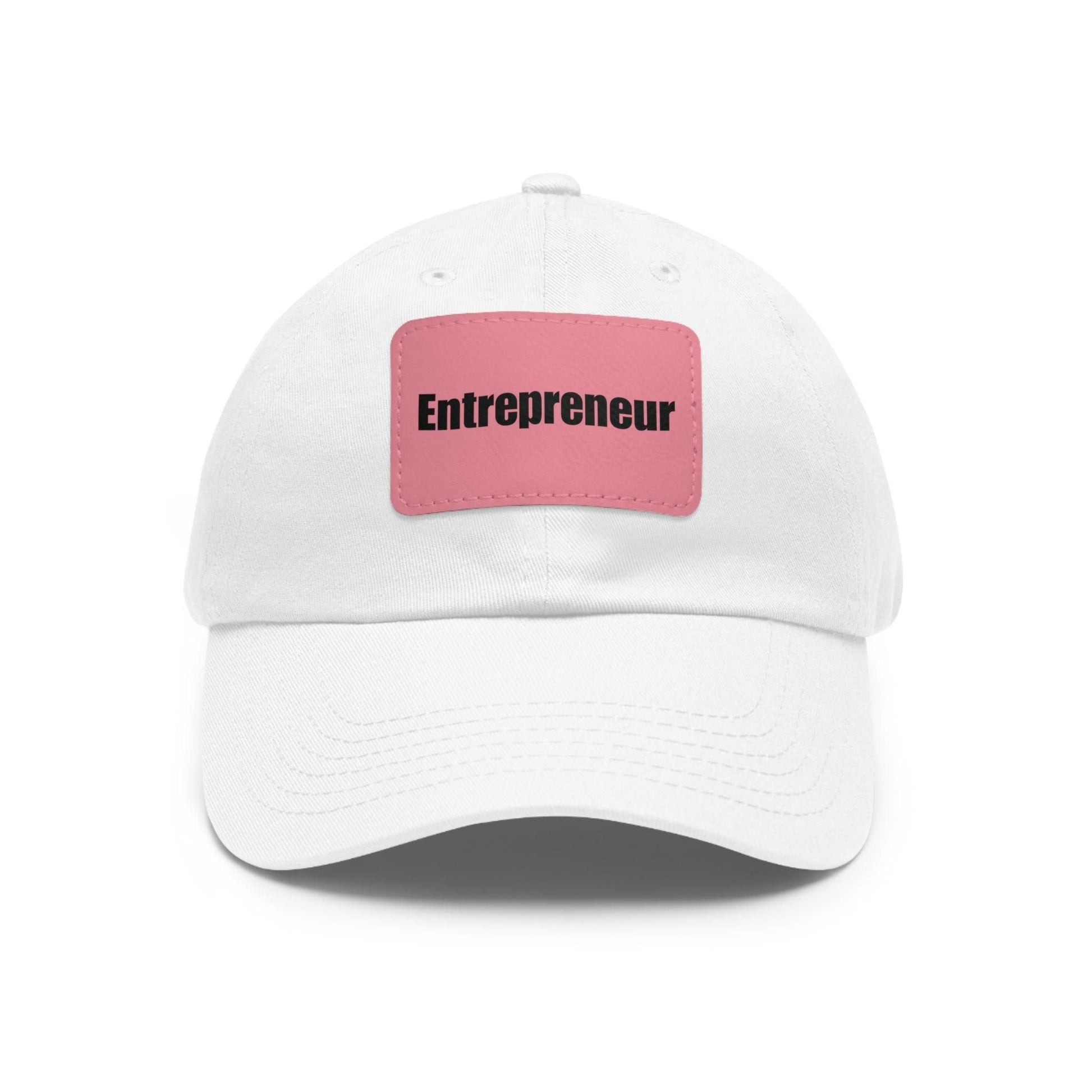 Entrepreneur Baseball Hat with Leather Patch Cap White / Pink patch Rectangle One size