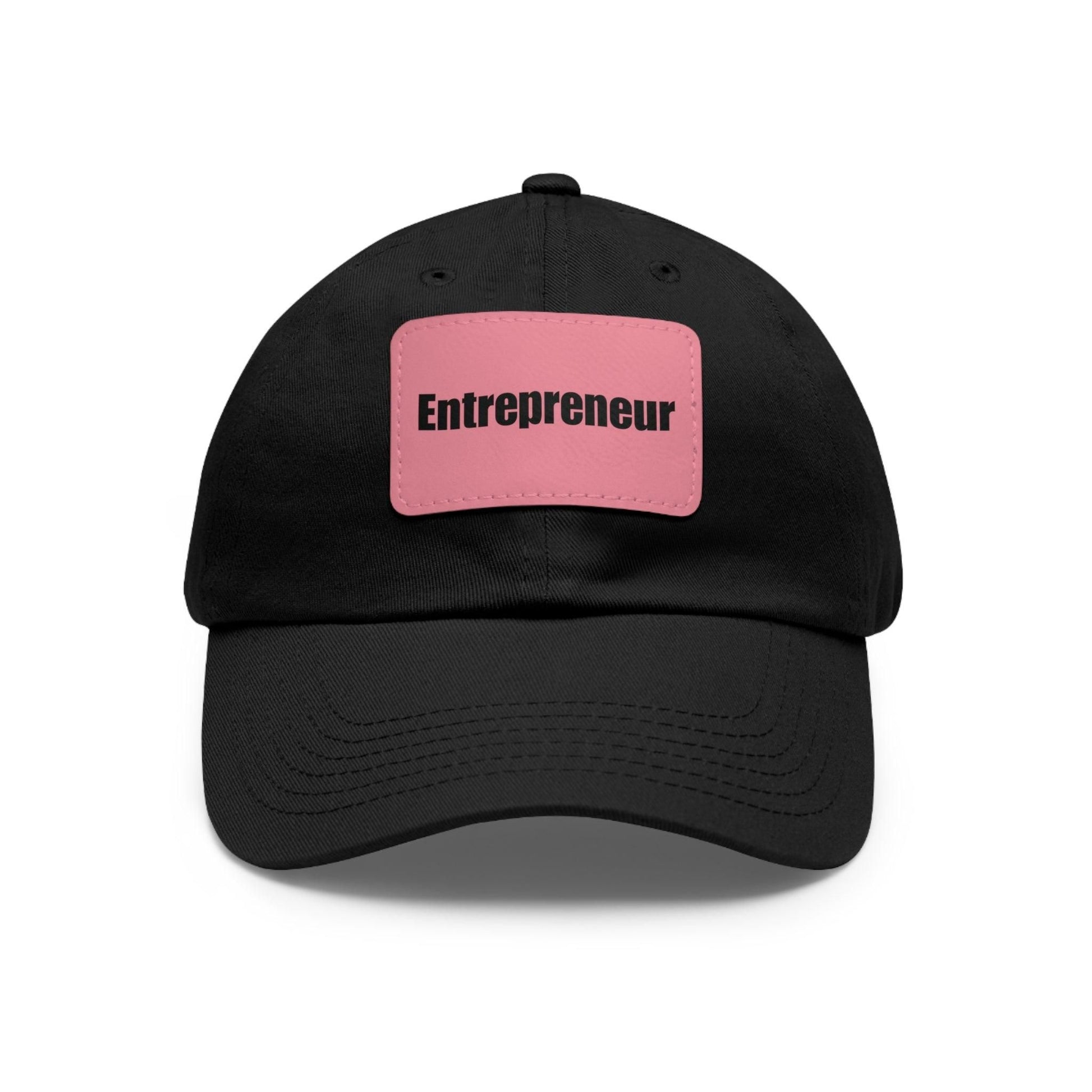Entrepreneur Baseball Hat with Leather Patch Cap Black / Pink patch Rectangle One size