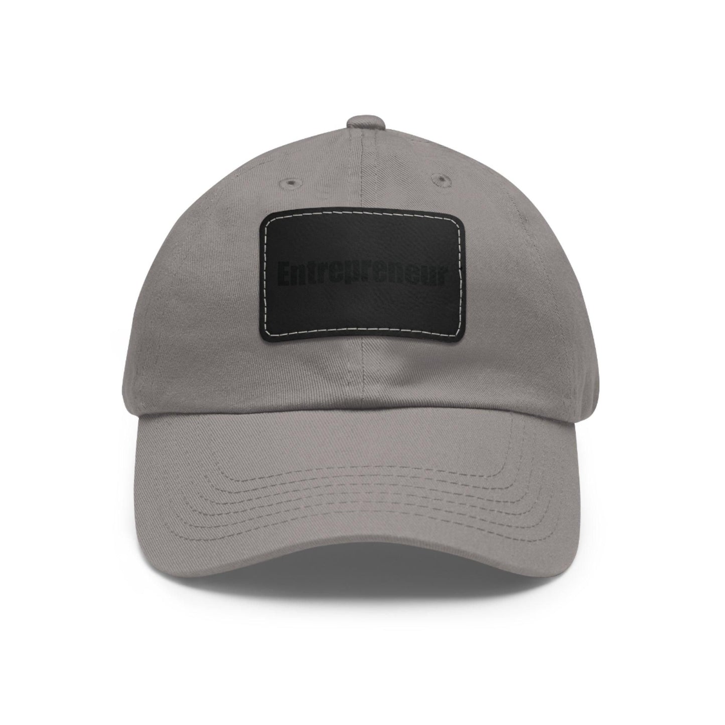 Entrepreneur Baseball Hat with Leather Patch Cap Grey / Black patch Rectangle One size