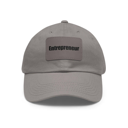 Entrepreneur Baseball Hat with Leather Patch Cap Grey / Grey patch Rectangle One size