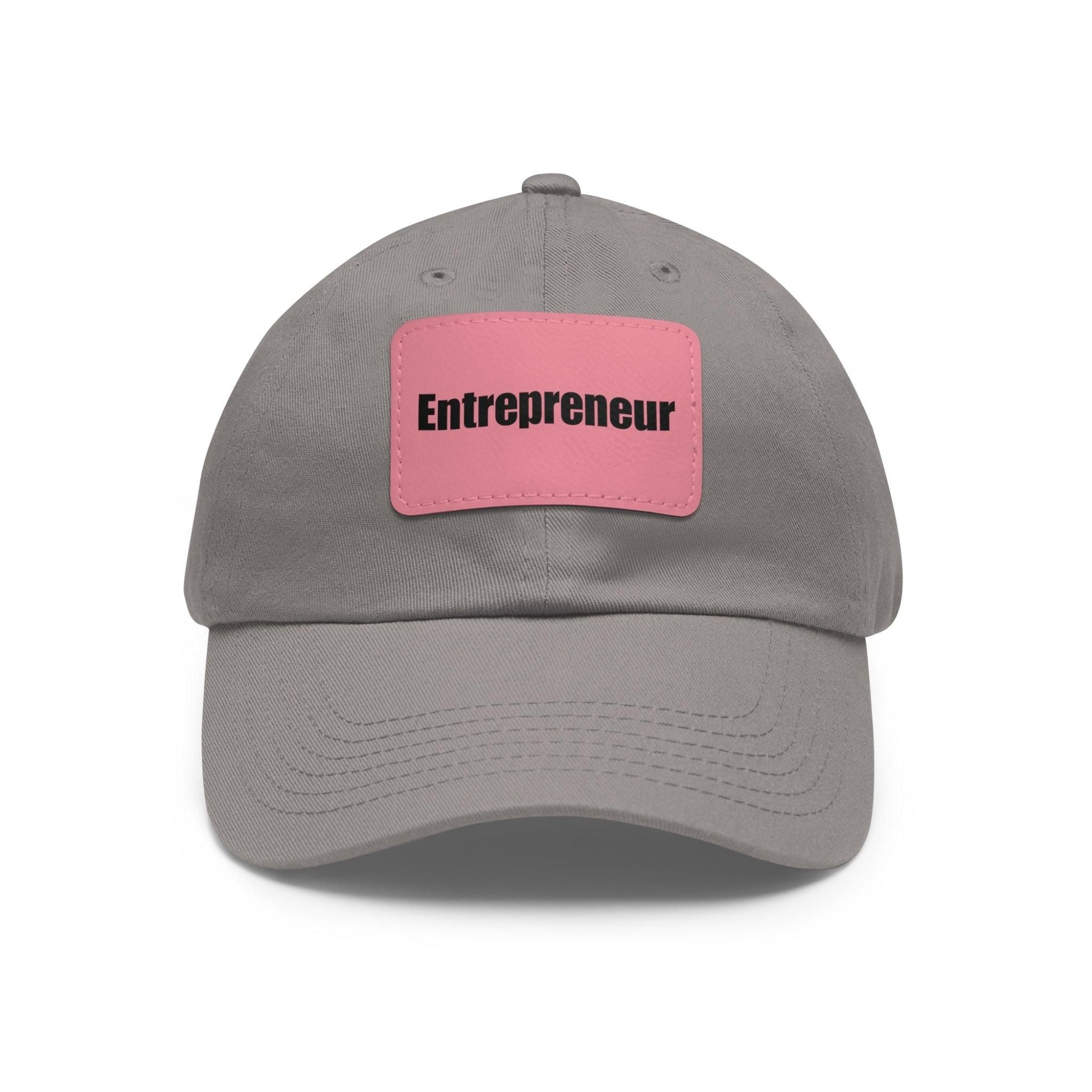 Entrepreneur Baseball Hat with Leather Patch Cap Grey / Pink patch Rectangle One size