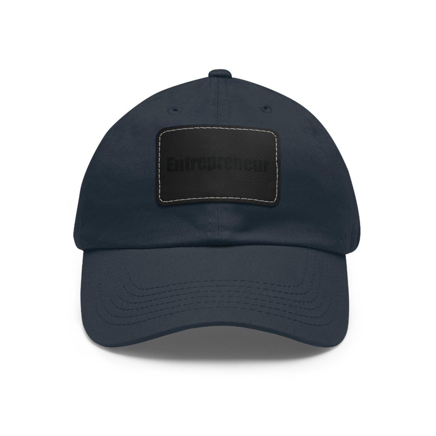 Entrepreneur Baseball Hat with Leather Patch Cap Navy / Black patch Rectangle One size