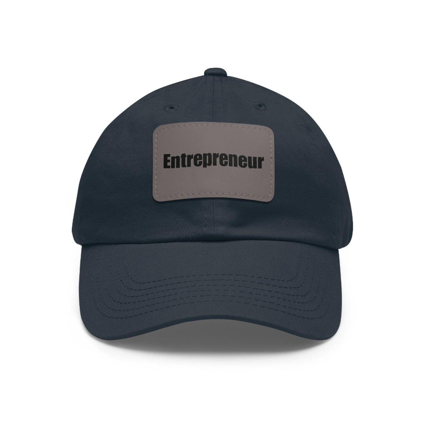 Entrepreneur Baseball Hat with Leather Patch Cap Navy / Grey patch Rectangle One size