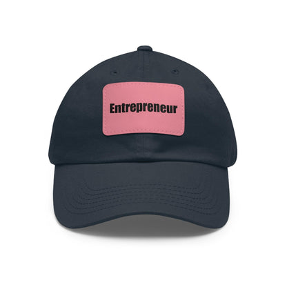 Entrepreneur Baseball Hat with Leather Patch Cap Navy / Pink patch Rectangle One size