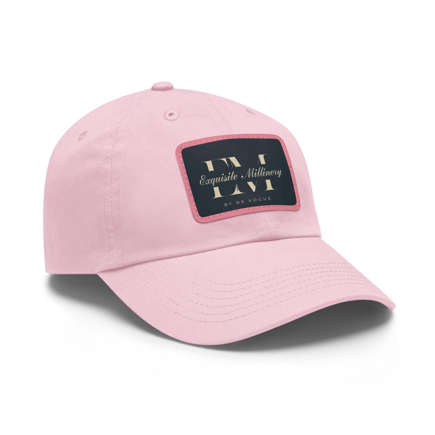 Exquisite Millinery Baseball Cap with Leather Patch Cap Light Pink / Pink patch Rectangle One size