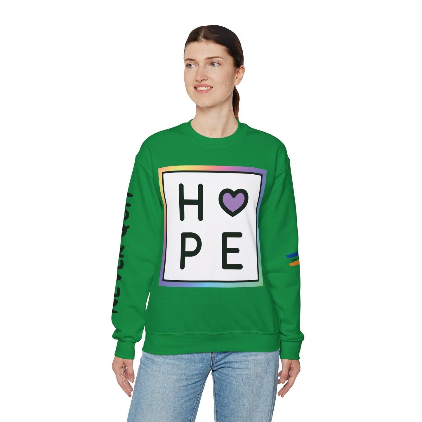 Exquisite Millinery HOPE Unisex Heavy Crewneck Sweatshirt Sweatshirt S Irish Green 
