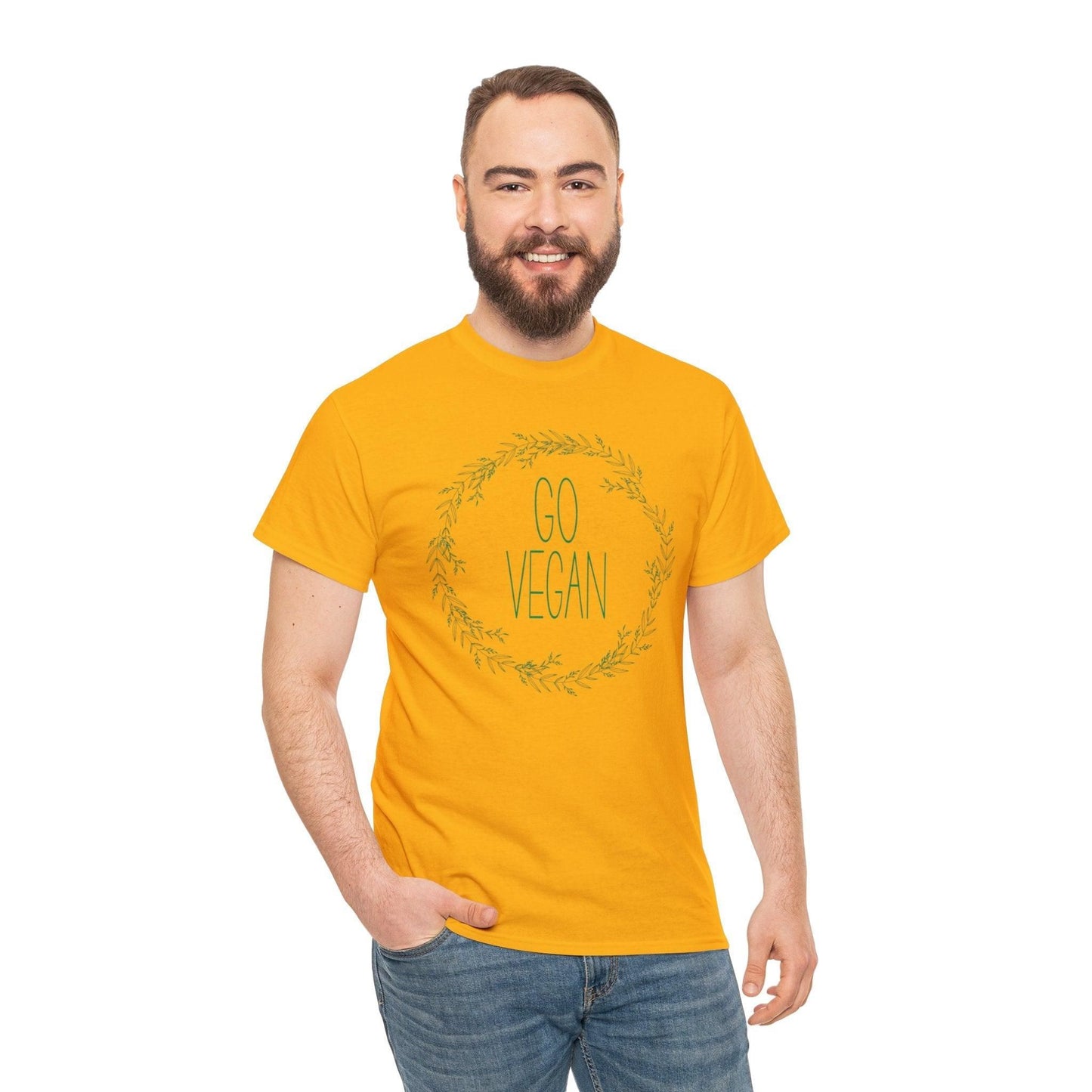 Go Vegan Unisex Tee T-Shirt Gold S 