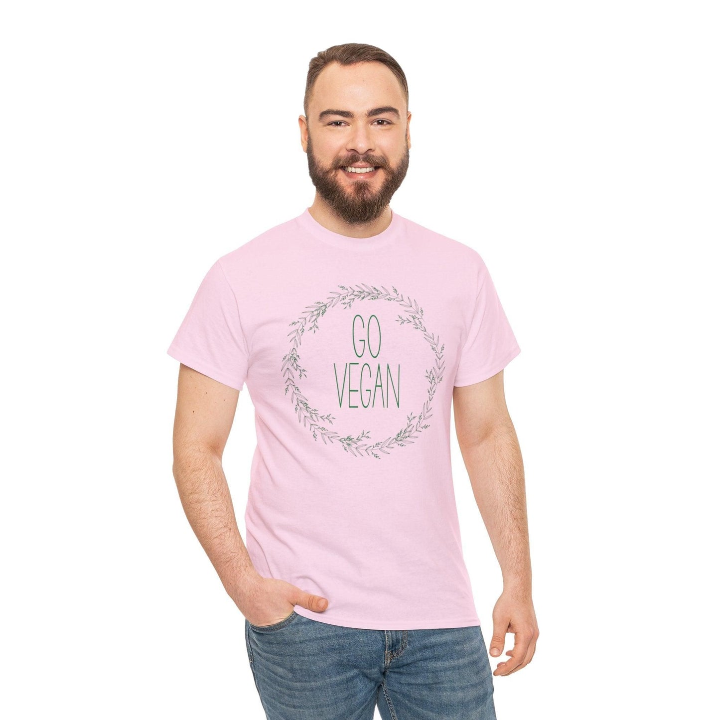 Go Vegan Unisex Tee T-Shirt Light Pink S 