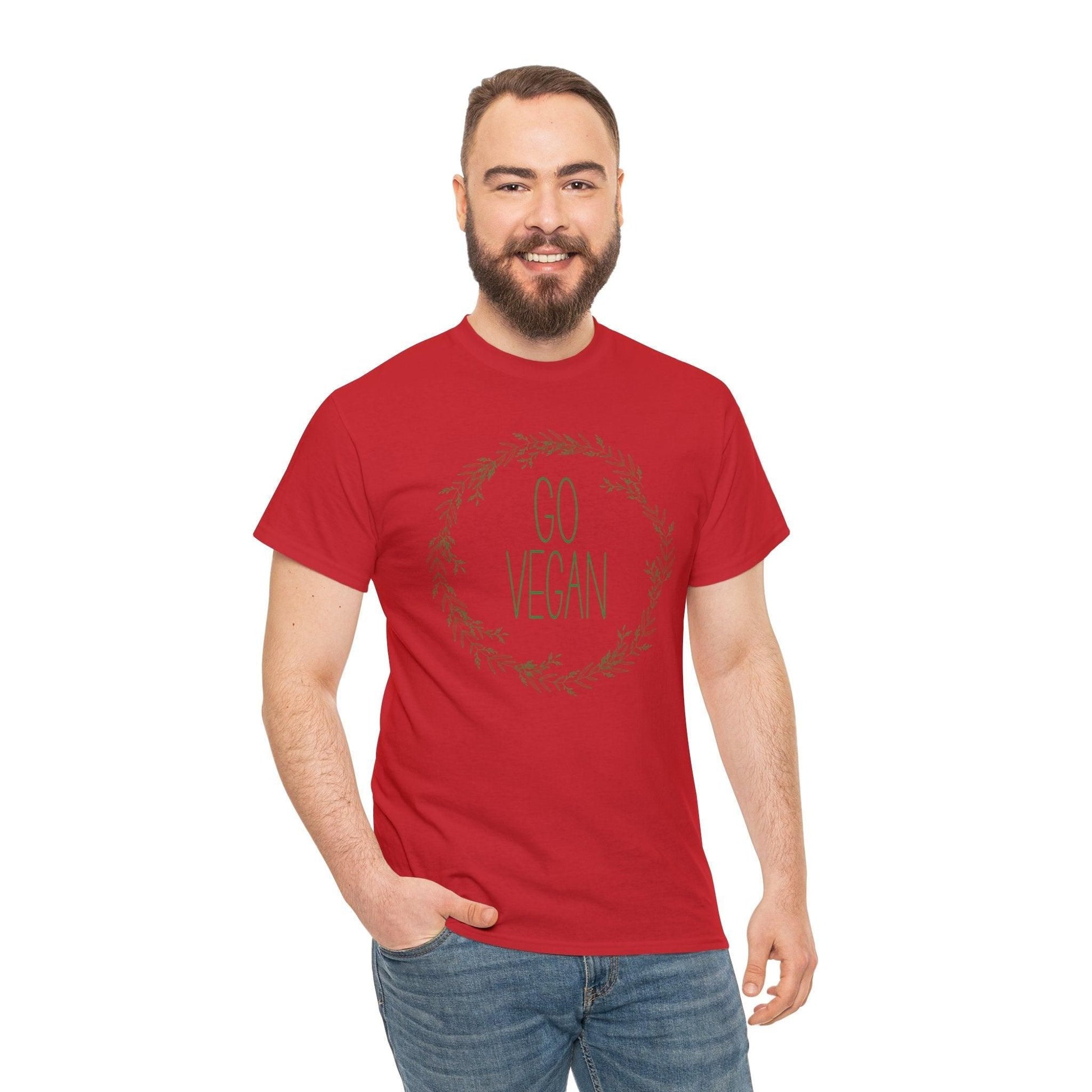 Go Vegan Unisex Tee T-Shirt Red S 