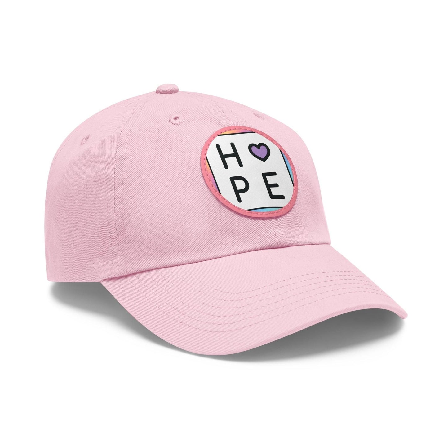 Hope Baseball Cap with Leather Patch Cap Light Pink / Pink patch Circle One size