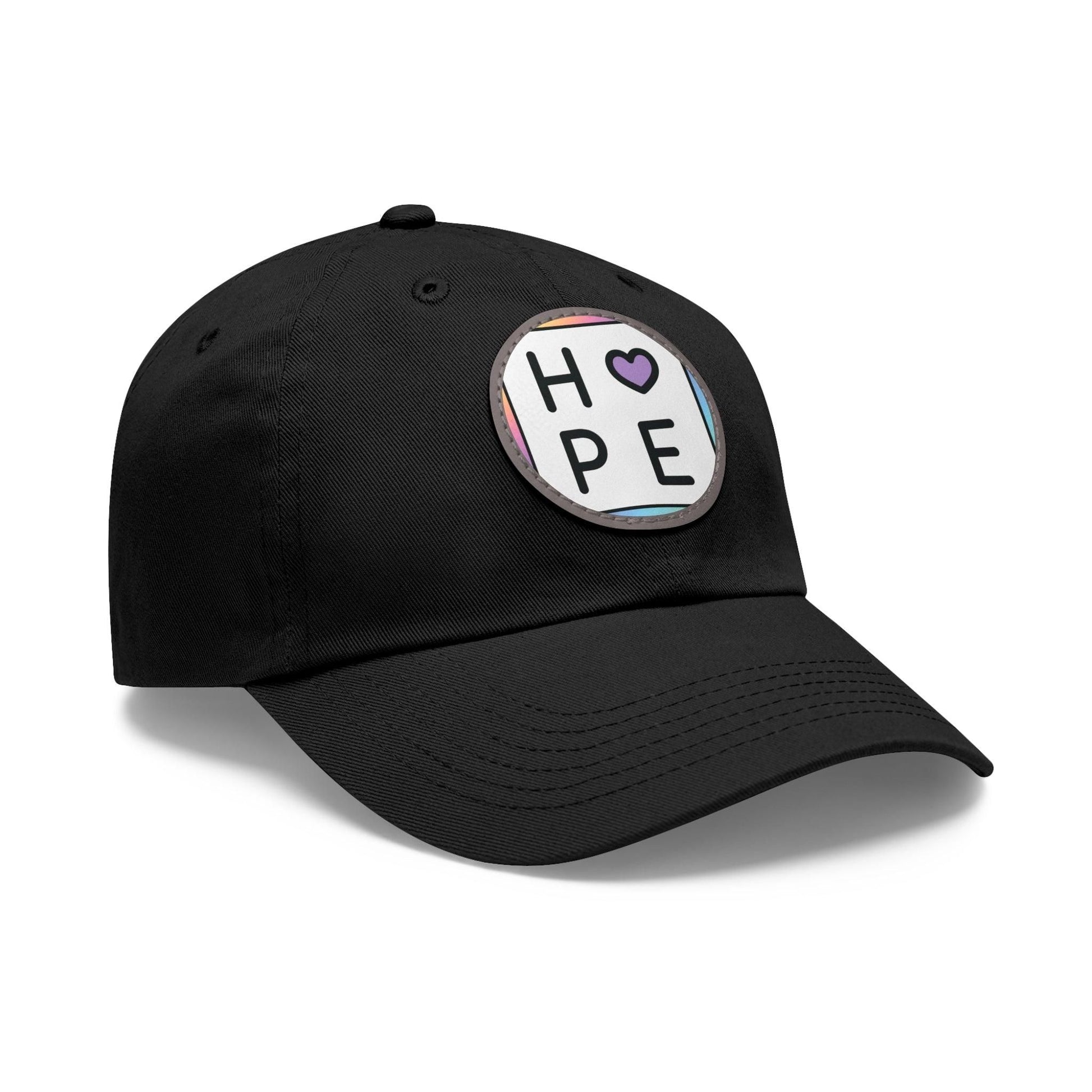 Hope Baseball Cap with Leather Patch Cap Black / Grey patch Circle One size