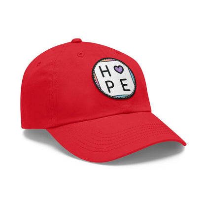 Hope Baseball Cap with Leather Patch Cap Red / Black patch Circle One size