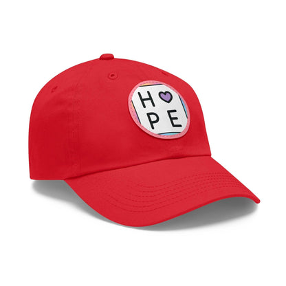 Hope Baseball Cap with Leather Patch Cap Red / Pink patch Circle One size