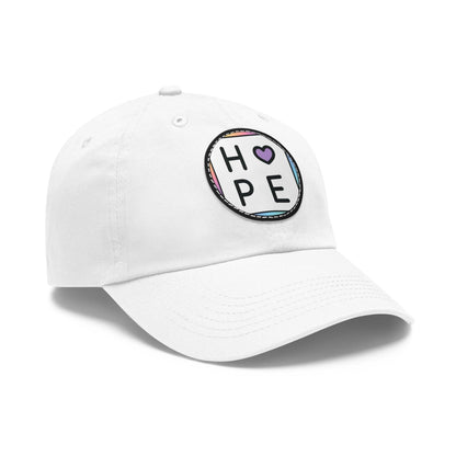 Hope Baseball Cap with Leather Patch Cap White / Black patch Circle One size