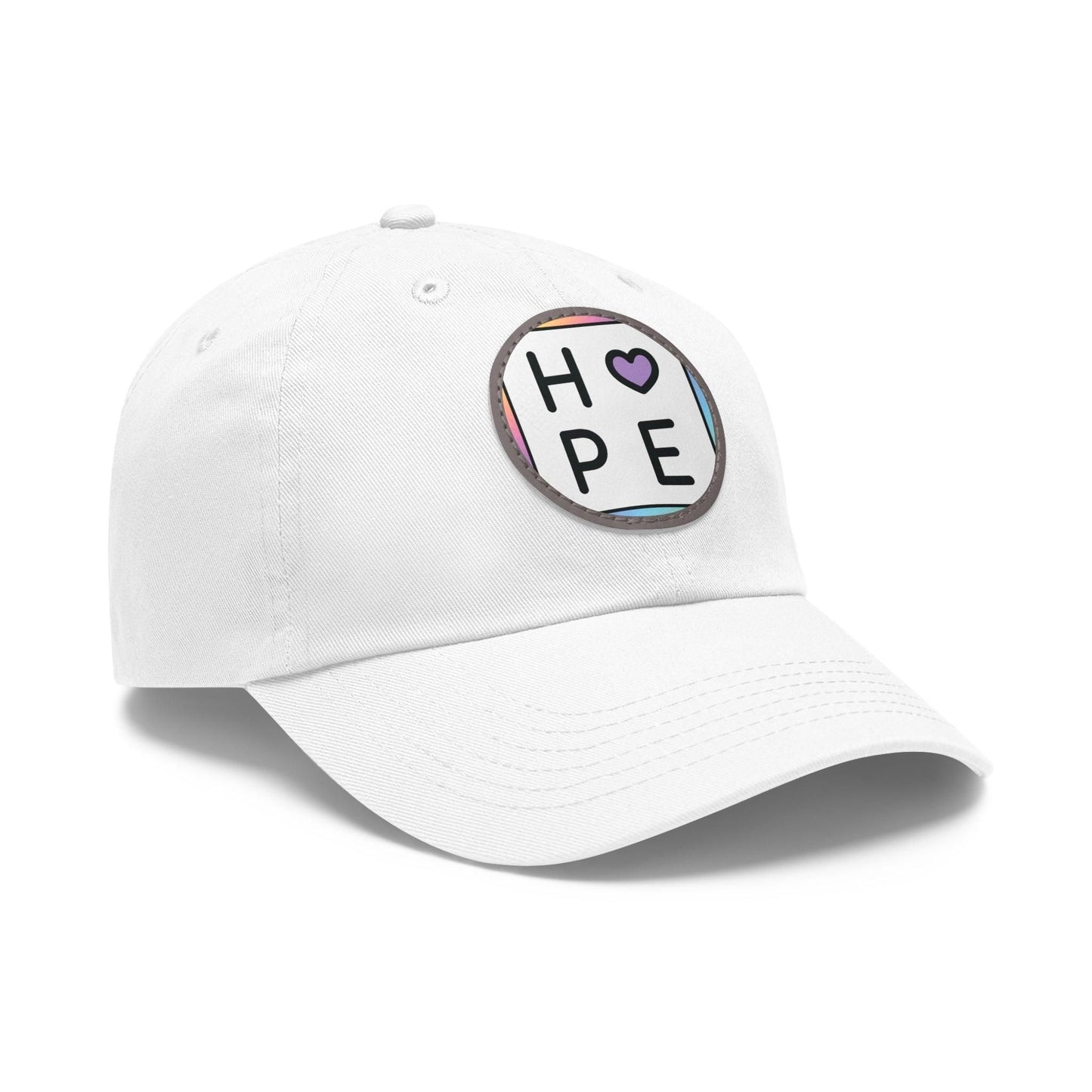 Hope Baseball Cap with Leather Patch Cap White / Grey patch Circle One size
