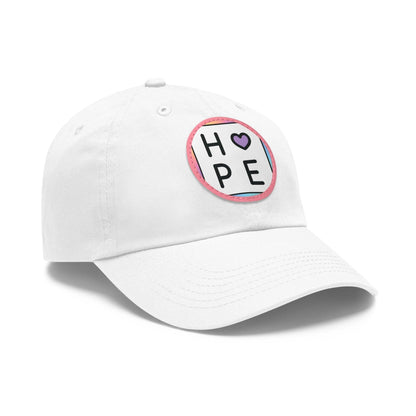 Hope Baseball Cap with Leather Patch Cap White / Pink patch Circle One size