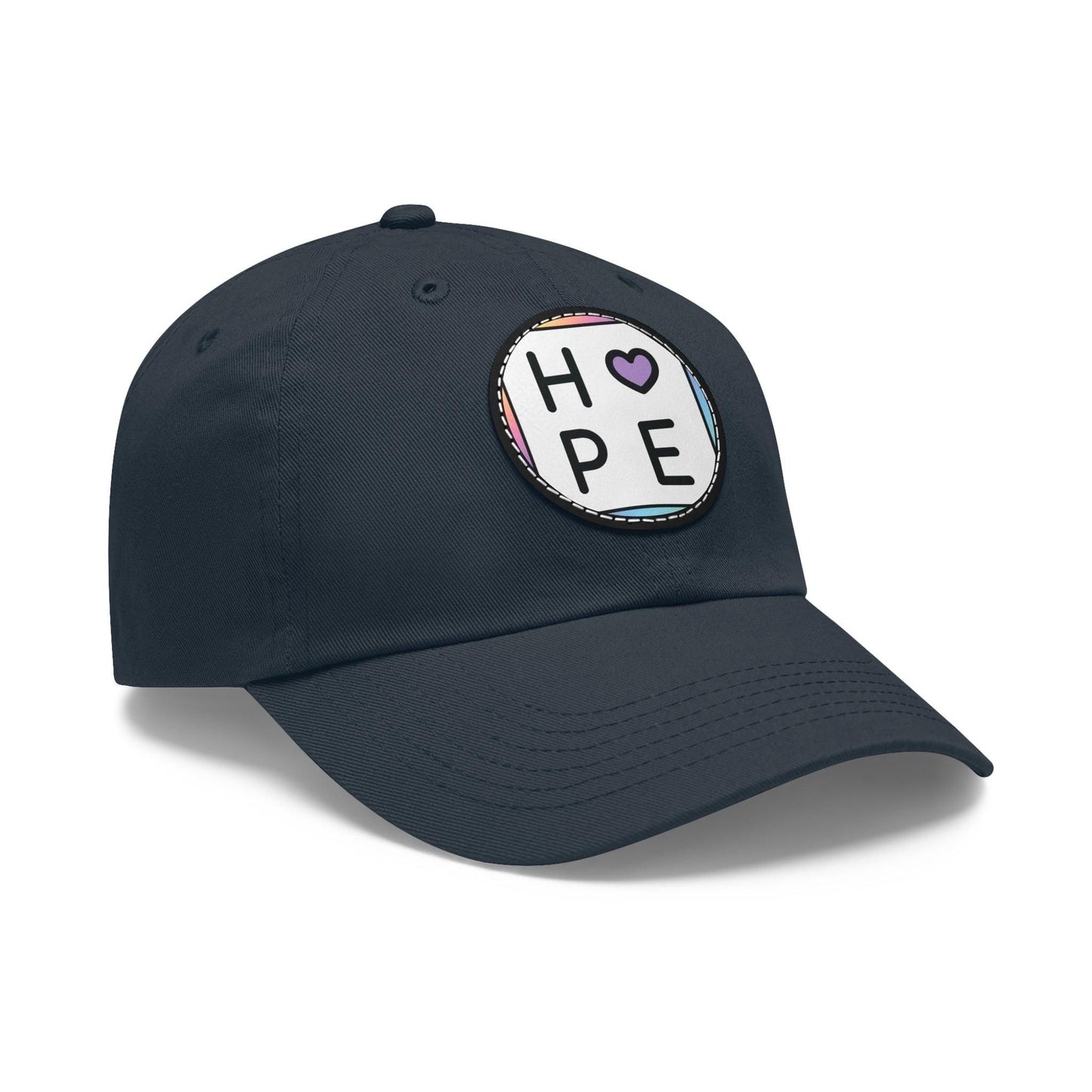 Hope Baseball Cap with Leather Patch Cap Navy / Black patch Circle One size