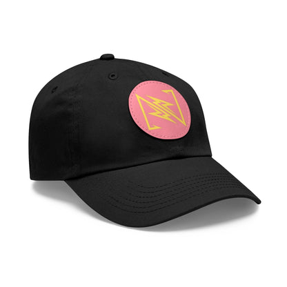 NX Vogue Baseball Hat with Leather Patch Cap Black / Pink patch Circle One size