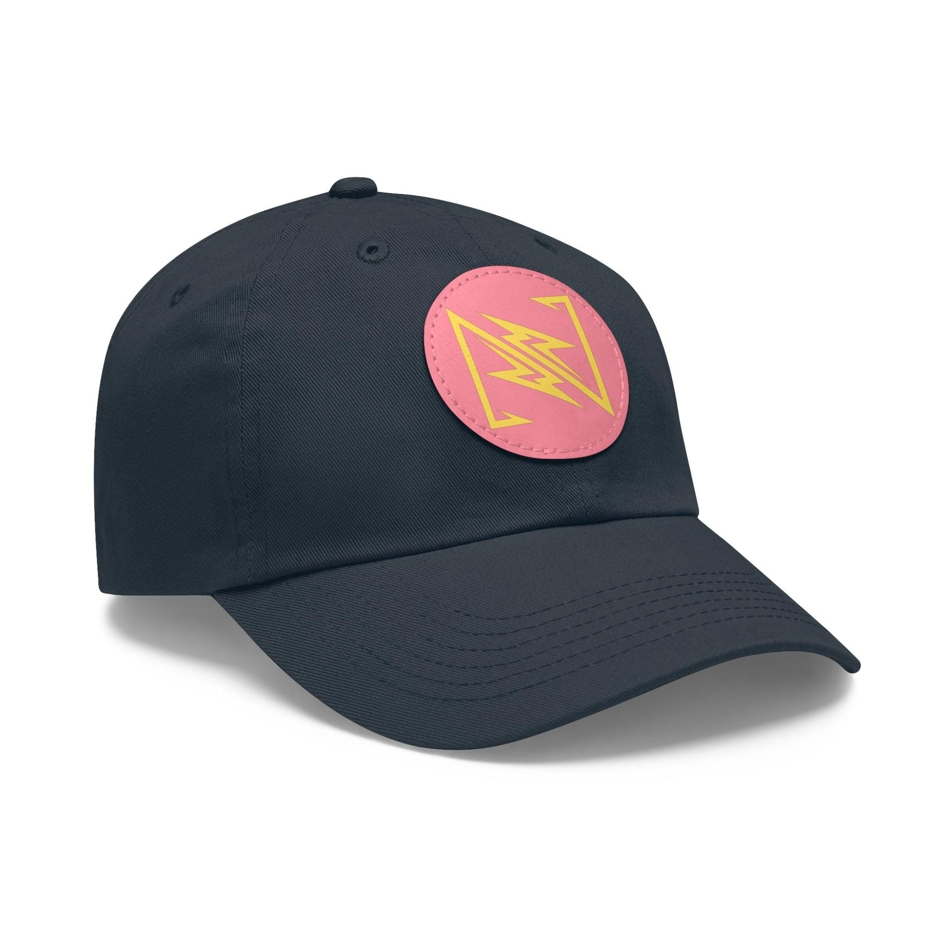 NX Vogue Baseball Hat with Leather Patch Cap Navy / Pink patch Circle One size