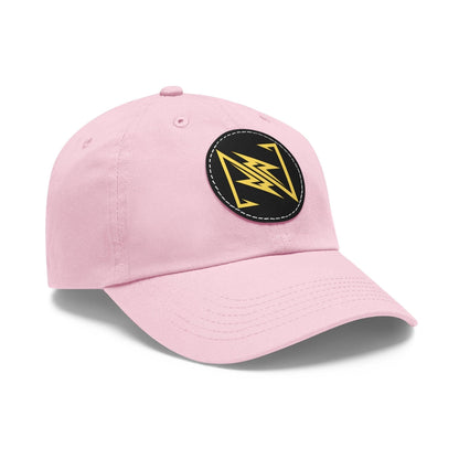 NX Vogue Baseball Hat with Leather Patch Cap Light Pink / Black patch Circle One size