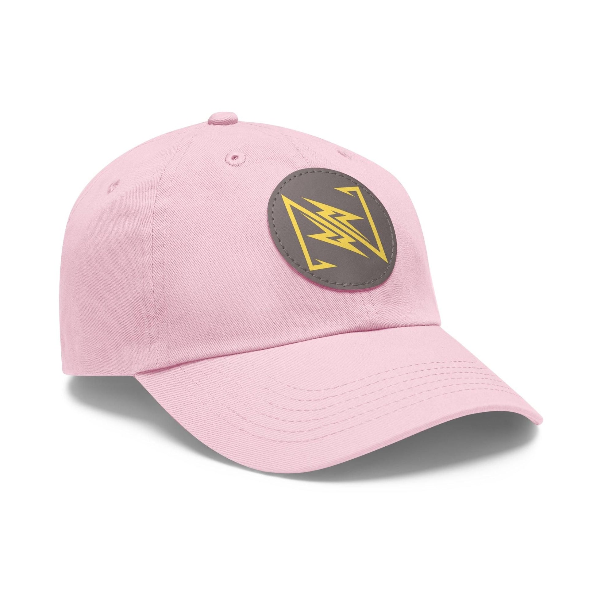 NX Vogue Baseball Hat with Leather Patch Cap Light Pink / Grey patch Circle One size