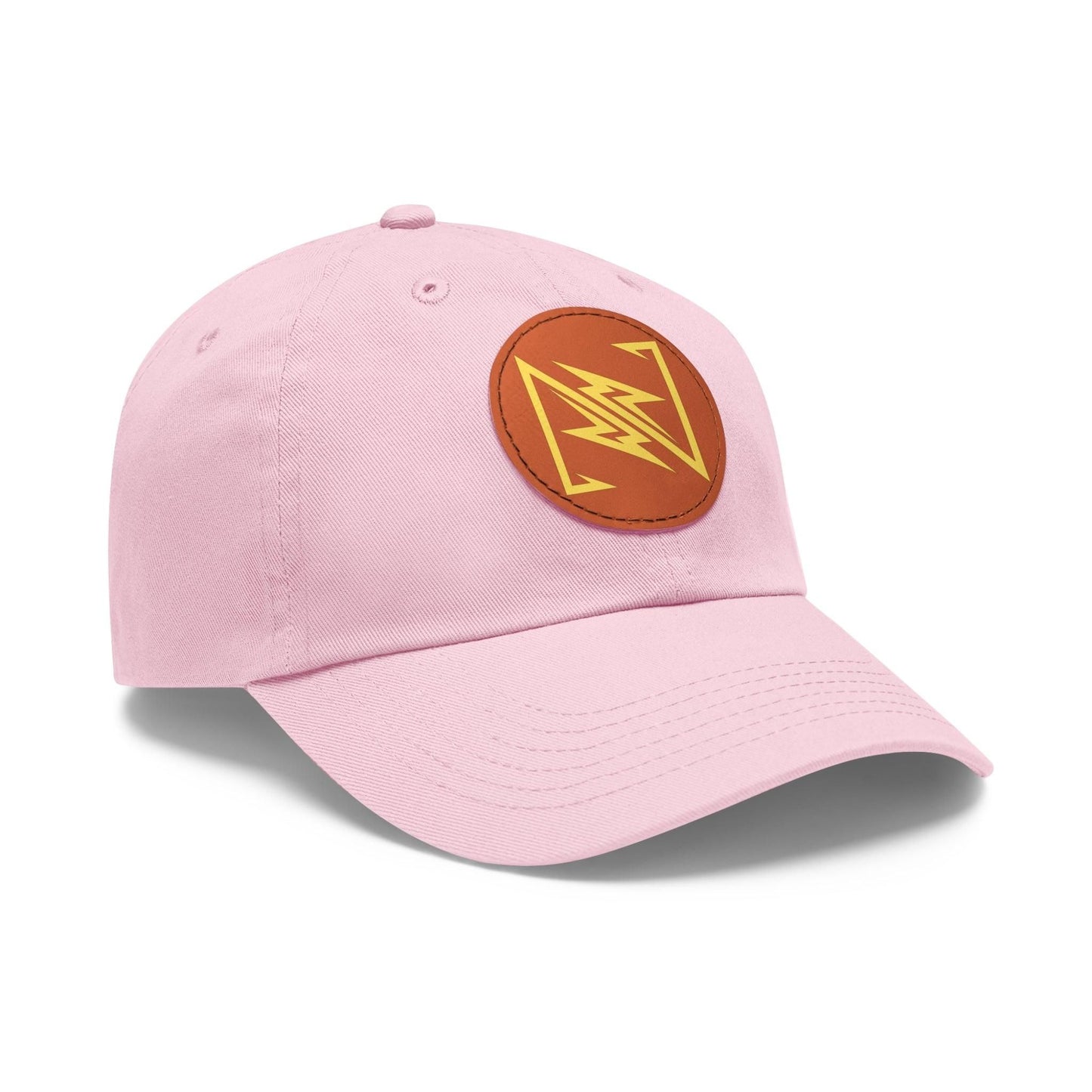 NX Vogue Baseball Hat with Leather Patch Cap Light Pink / Light Brown patch Circle One size