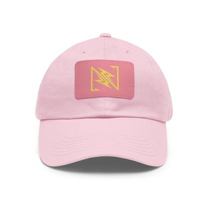 NX Vogue Premium Baseball Hat with Leather Patch Cap Light Pink / Pink patch Rectangle One size