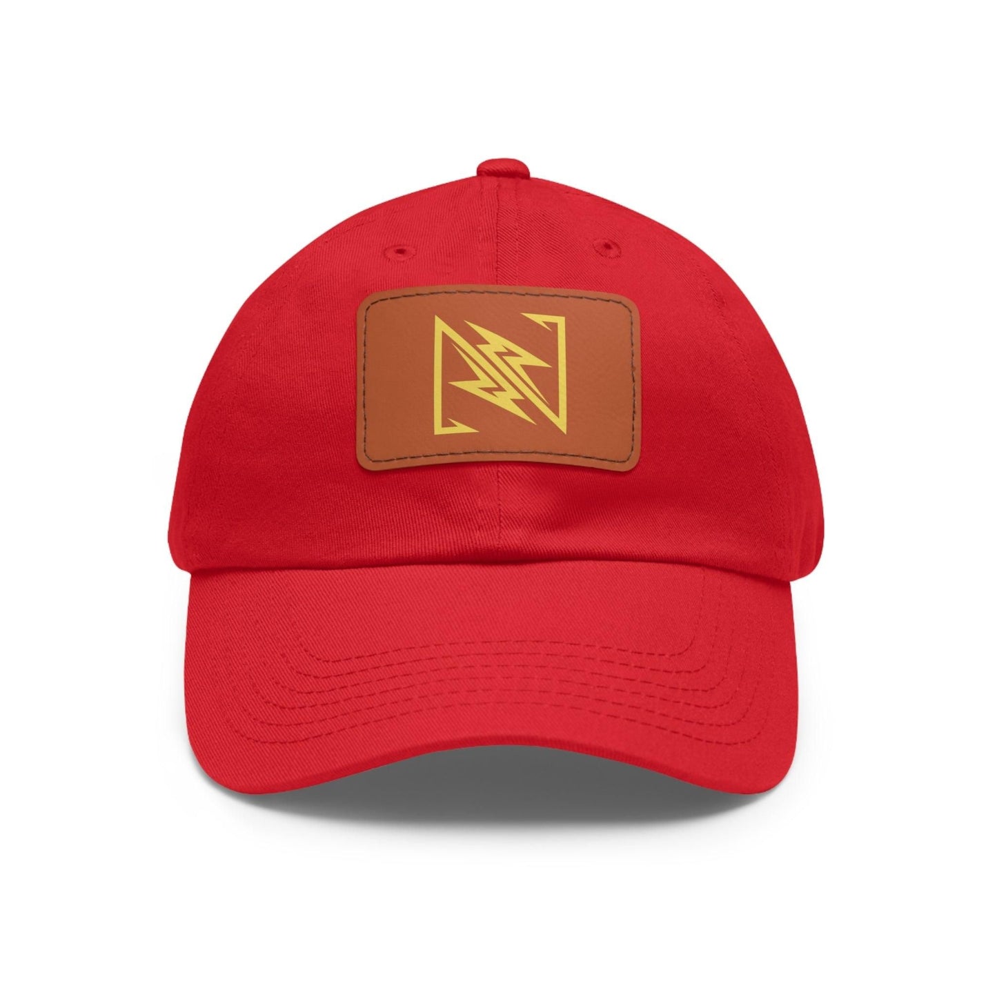 NX Vogue Premium Baseball Hat with Leather Patch Cap Red / Light Brown patch Rectangle One size