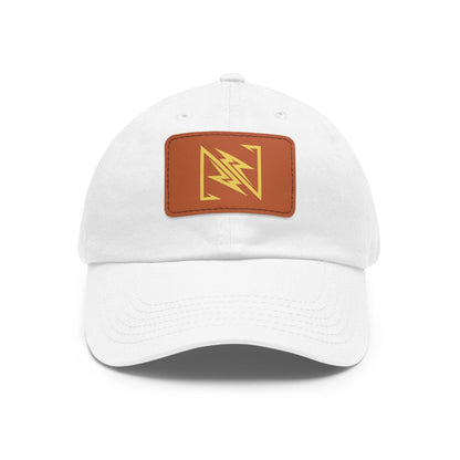 NX Vogue Premium Baseball Hat with Leather Patch Cap White / Light Brown patch Rectangle One size