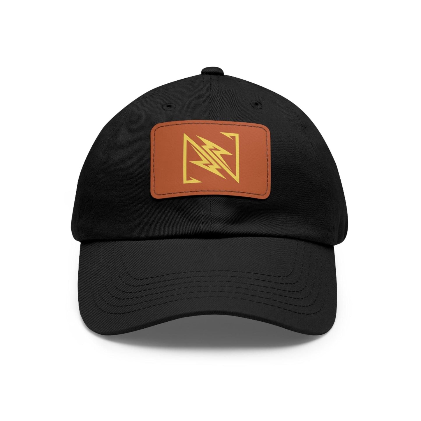 NX Vogue Premium Baseball Hat with Leather Patch Cap Black / Light Brown Rectangle One size