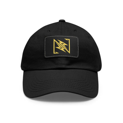 NX Vogue Premium Baseball Hat with Leather Patch Cap Black / Black patch Rectangle One size
