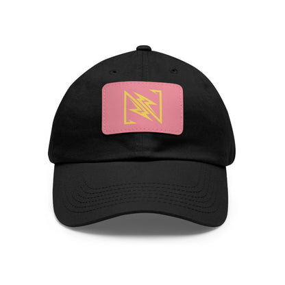 NX Vogue Premium Baseball Hat with Leather Patch Cap Black / Pink patch Rectangle One size
