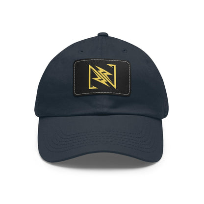 NX Vogue Premium Baseball Hat with Leather Patch Cap Navy / Black patch Rectangle One size