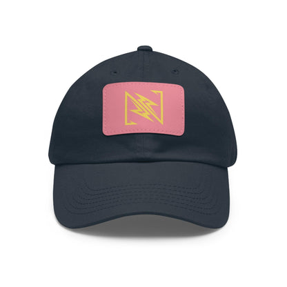 NX Vogue Premium Baseball Hat with Leather Patch Cap Navy / Pink patch Rectangle One size