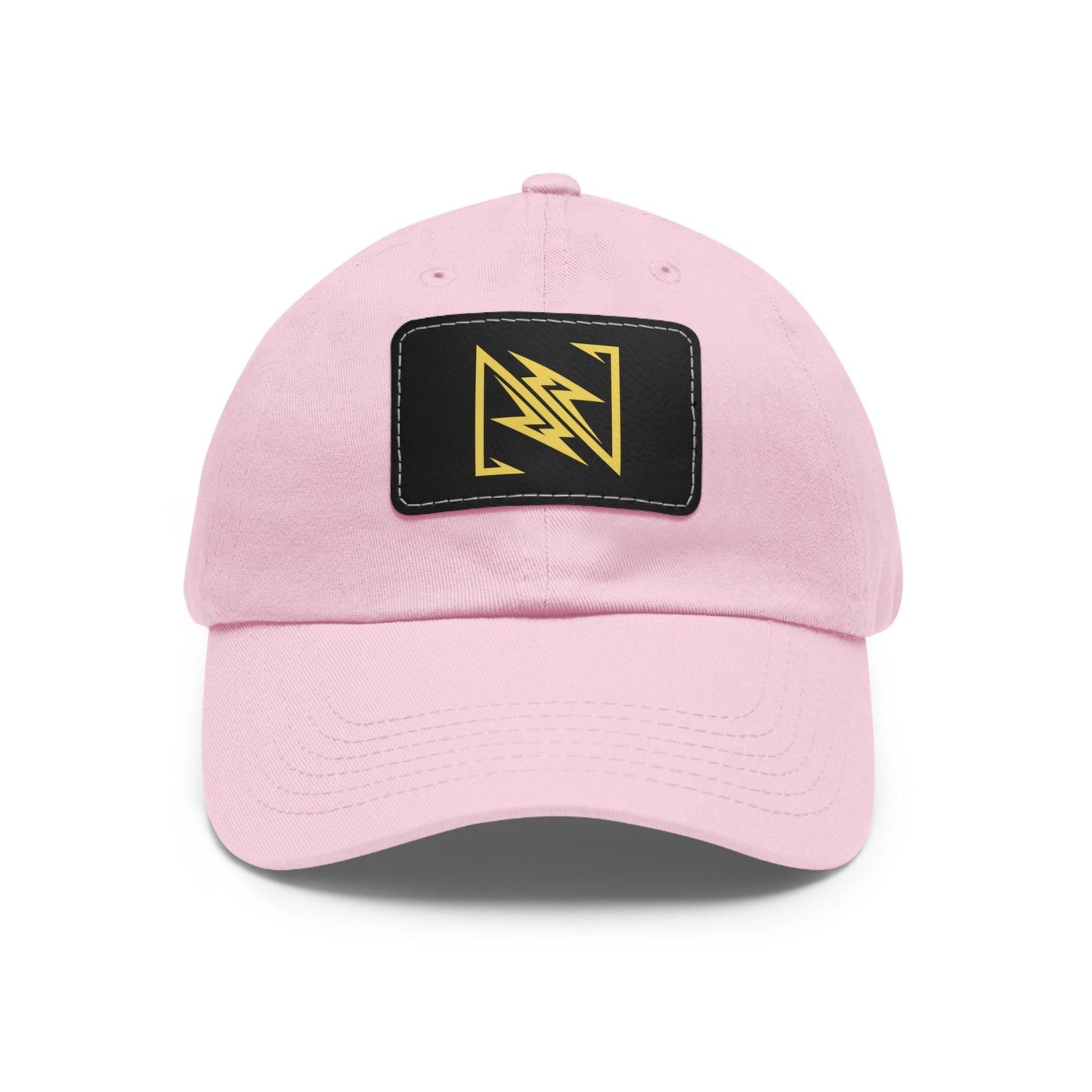 NX Vogue Premium Baseball Hat with Leather Patch Cap Light Pink / Black patch Rectangle One size