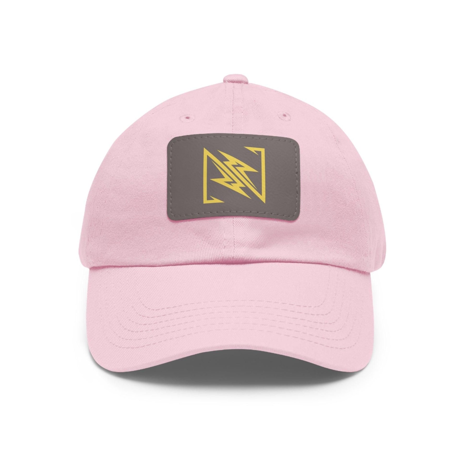 NX Vogue Premium Baseball Hat with Leather Patch Cap Light Pink / Grey patch Rectangle One size