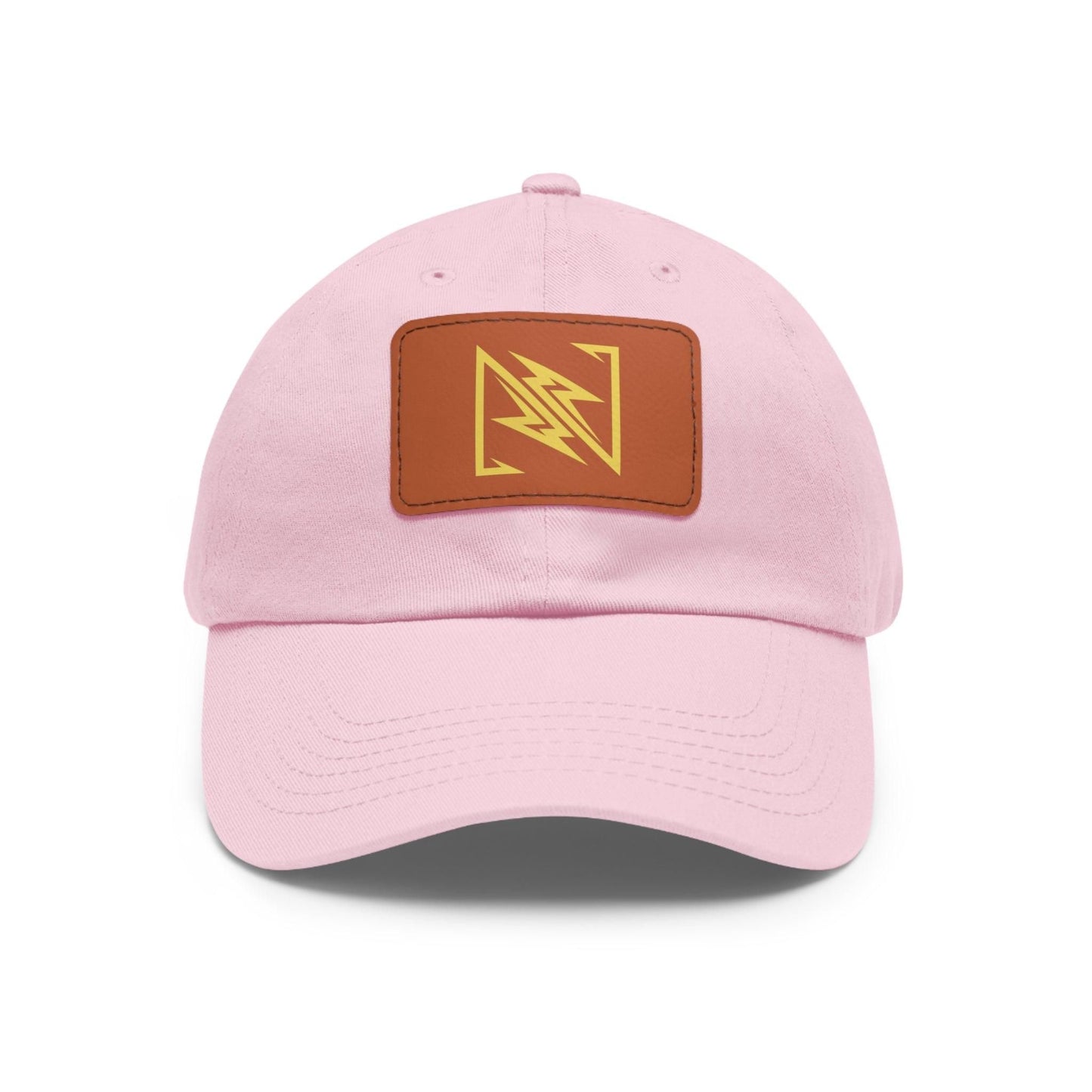 NX Vogue Premium Baseball Hat with Leather Patch Cap Light Pink / Light Brown patch Rectangle One size