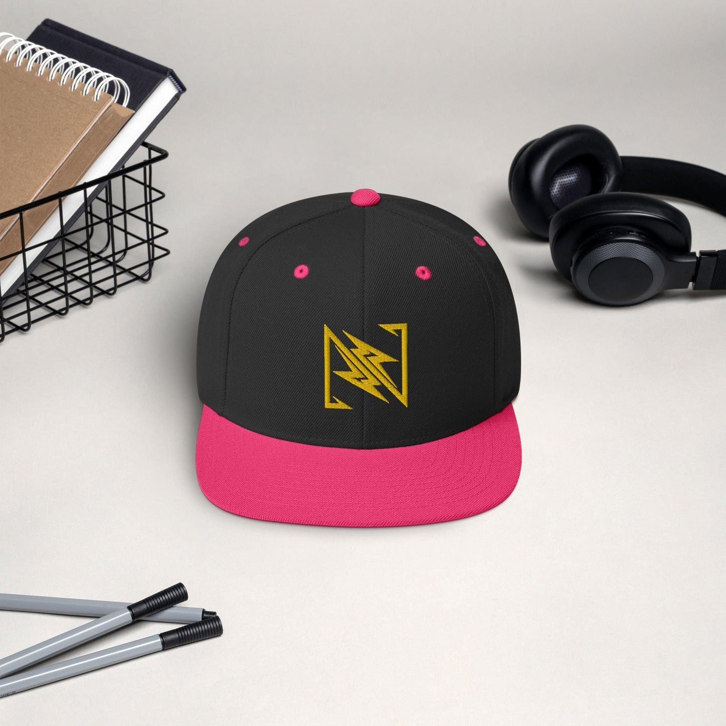NX Vogue Snapback Hat Cap Black/ Neon Pink  