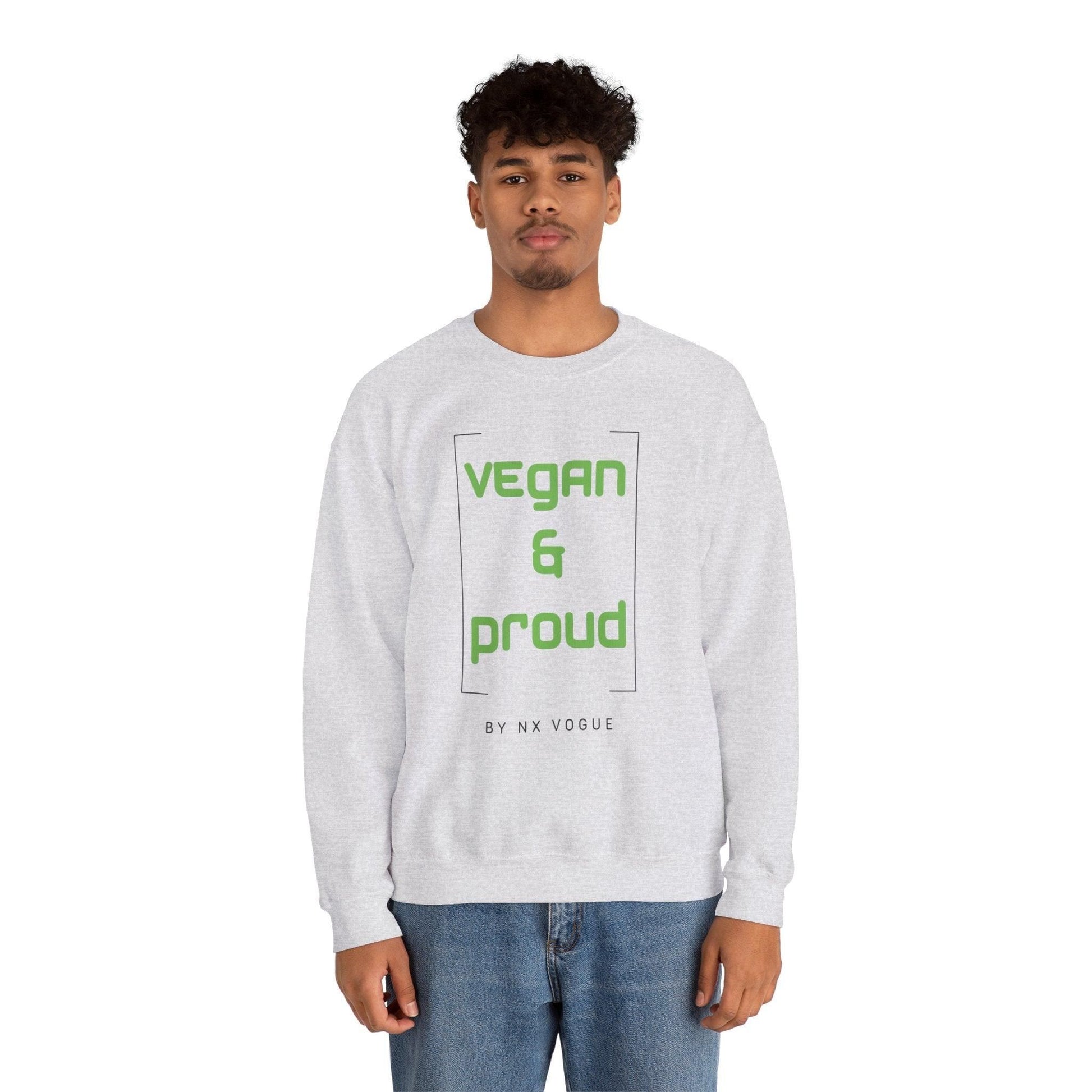Vegan & Proud Unisex Heavy Blend™ Crewneck Sweatshirt Sweatshirt S Ash 