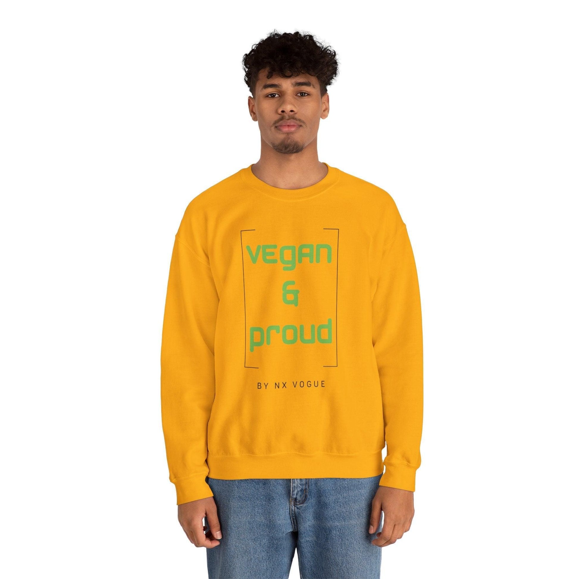 Vegan & Proud Unisex Heavy Blend™ Crewneck Sweatshirt Sweatshirt S Gold 
